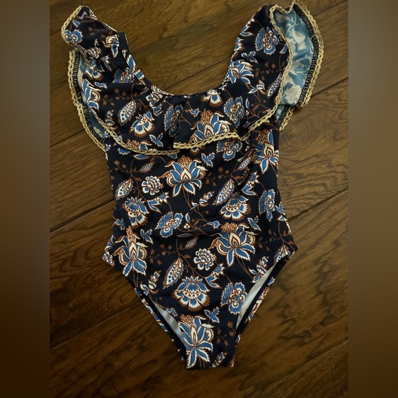 Janie & Jack Paisley Floral Ruffle Swimsuit. - Picture 1 of 5